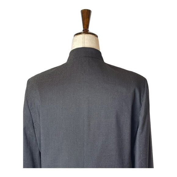 Lafayette 148 New York Black Wool Blend Micro Dot‎ Mandarin Collar Blazer 12P - Picture 4 of 12